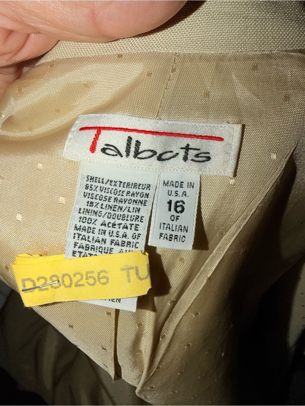 Vintage Talbots Linen blend Light Tan Belted Blazer Jacket 16 Safari Classic 16 - Picture 4 of 6